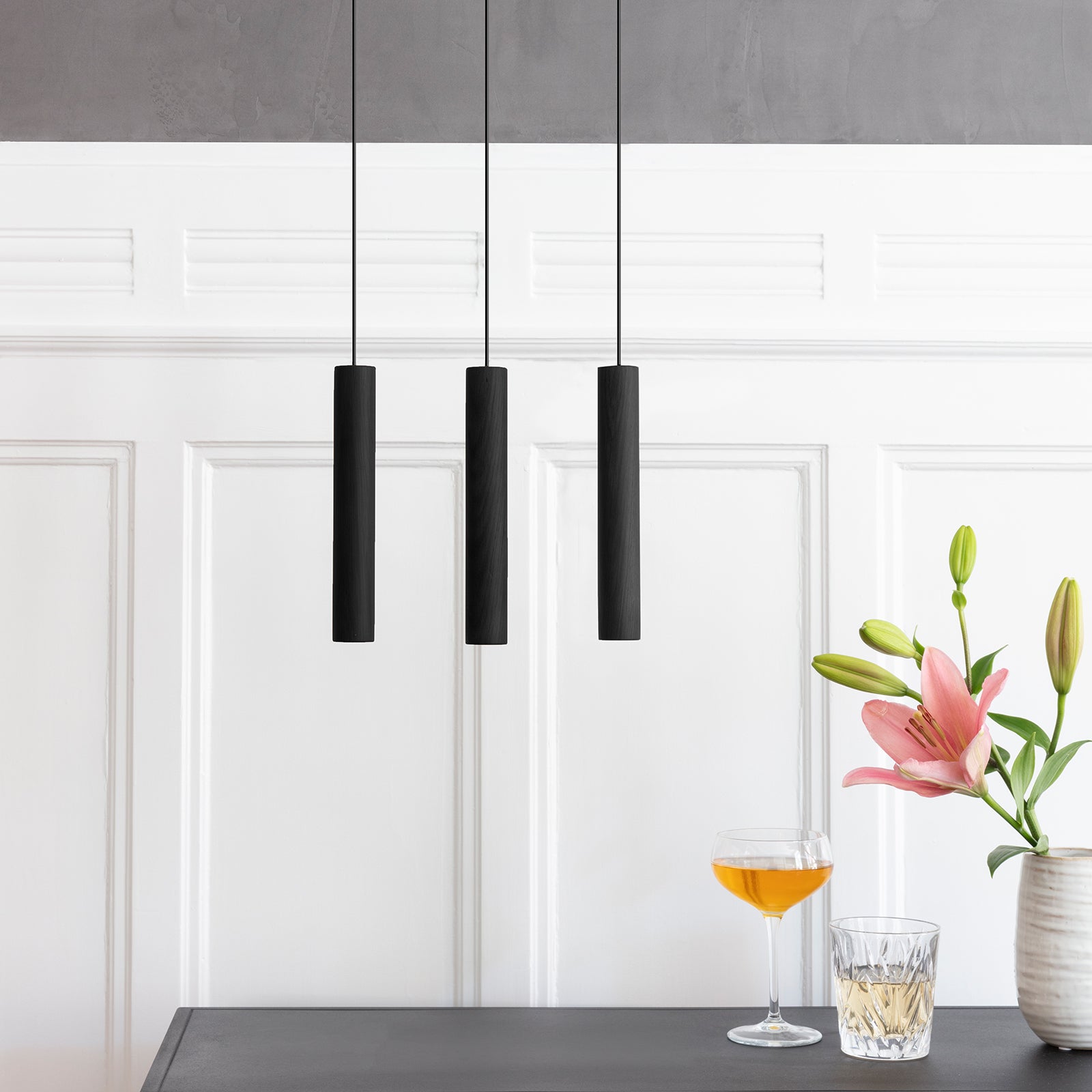 Pendellampe Chimes eik svart LED 2W varmhvit oppheng