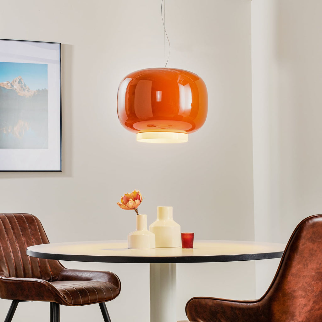 Pendellampe Chouchin 1 LED mundblåst glass oransje bakside