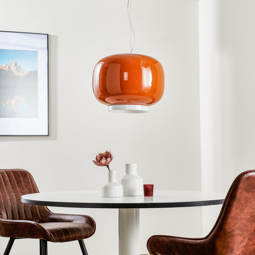 Pendellampe Chouchin 1 LED mundblåst glass oransje detalj