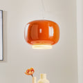 Pendellampe Chouchin 1 LED mundblåst glass oransje forfra
