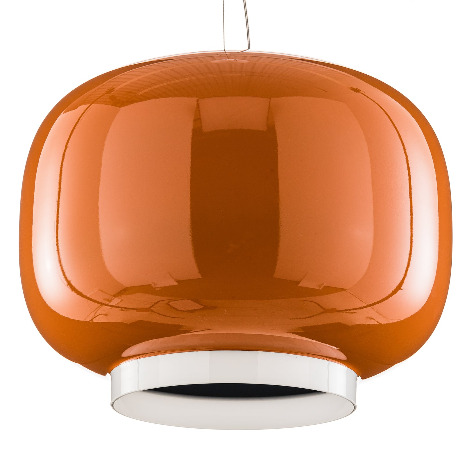 Pendellampe Chouchin 1 LED mundblåst glass oransje nærbilde