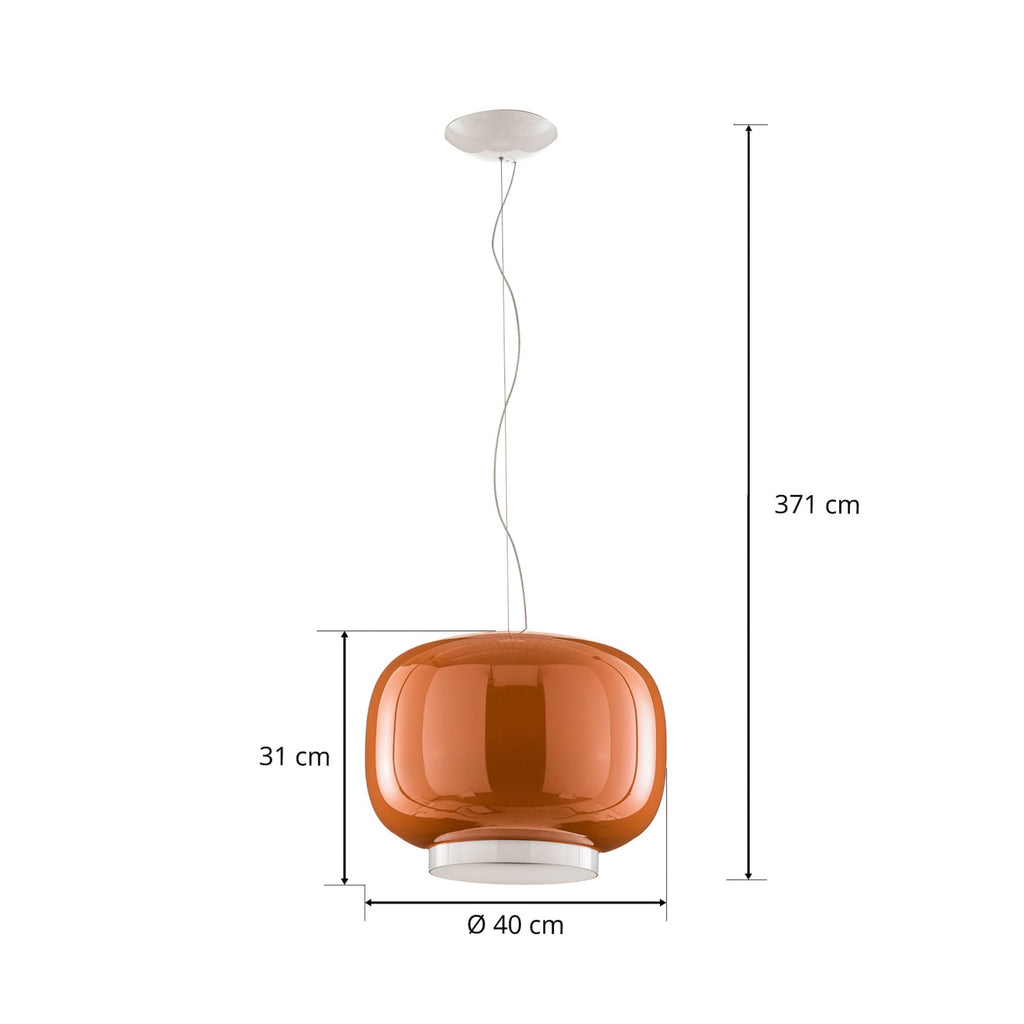 Pendellampe Chouchin 1 LED mundblåst glass oransje side