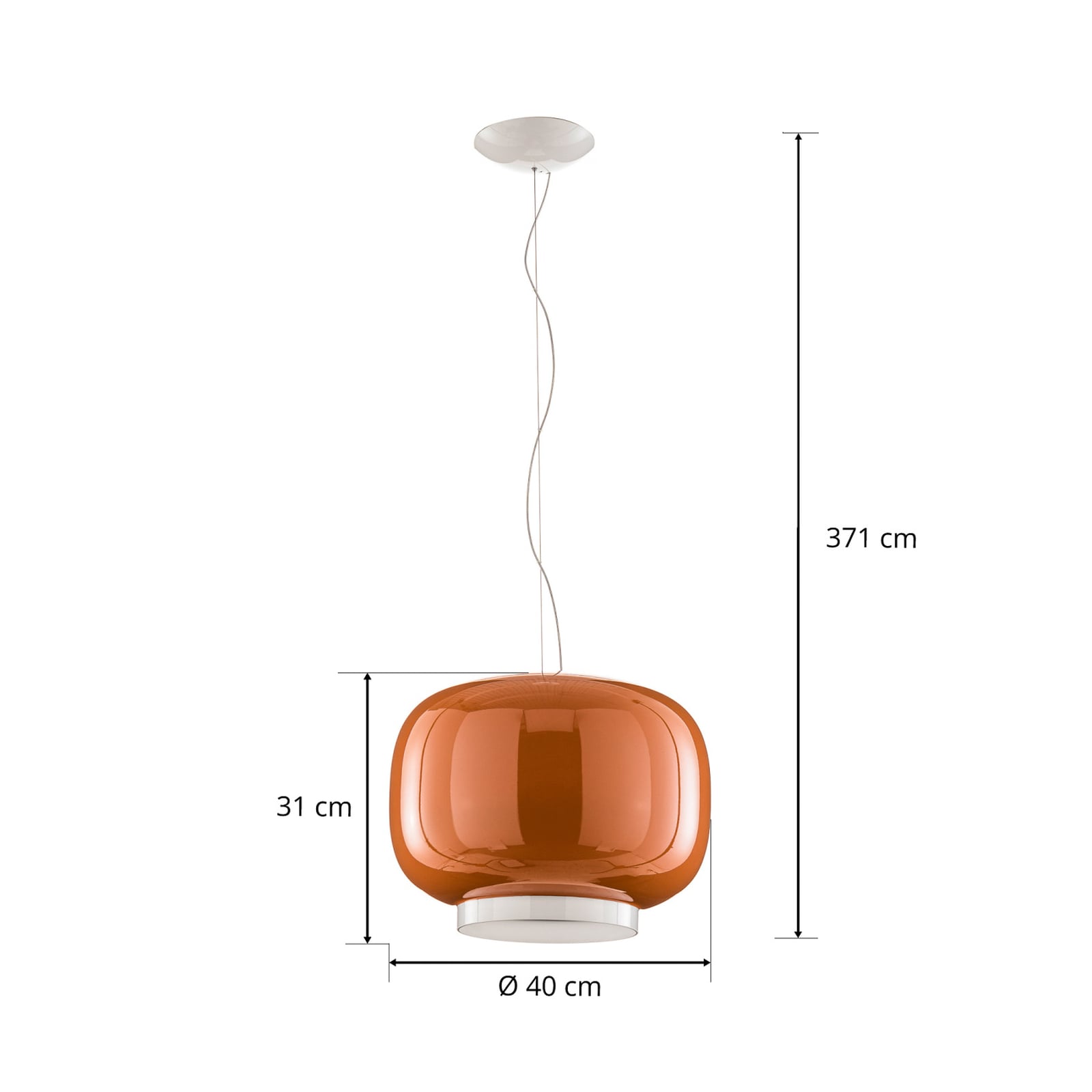 Pendellampe Chouchin 1 LED mundblåst glass oransje side