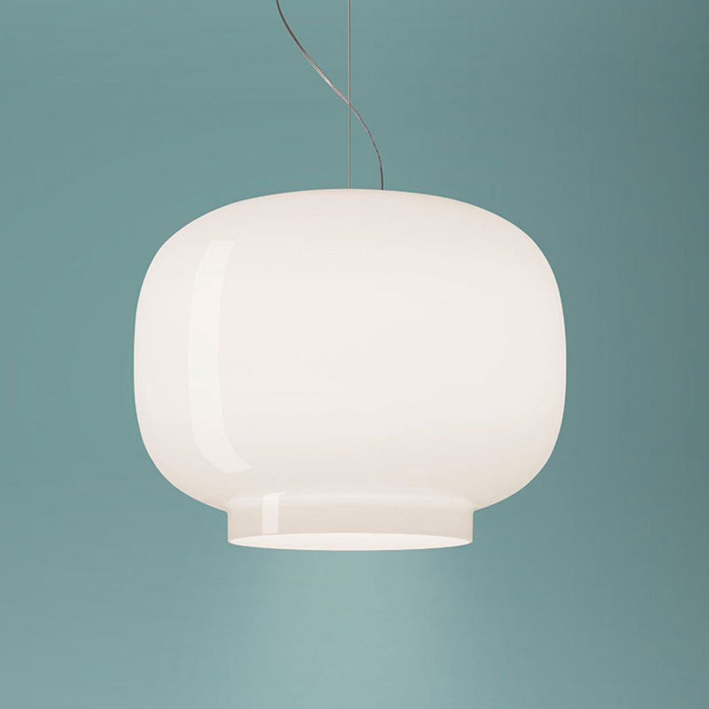 Pendellampe Chouchin Bianco 1 hvit glass montert i rom