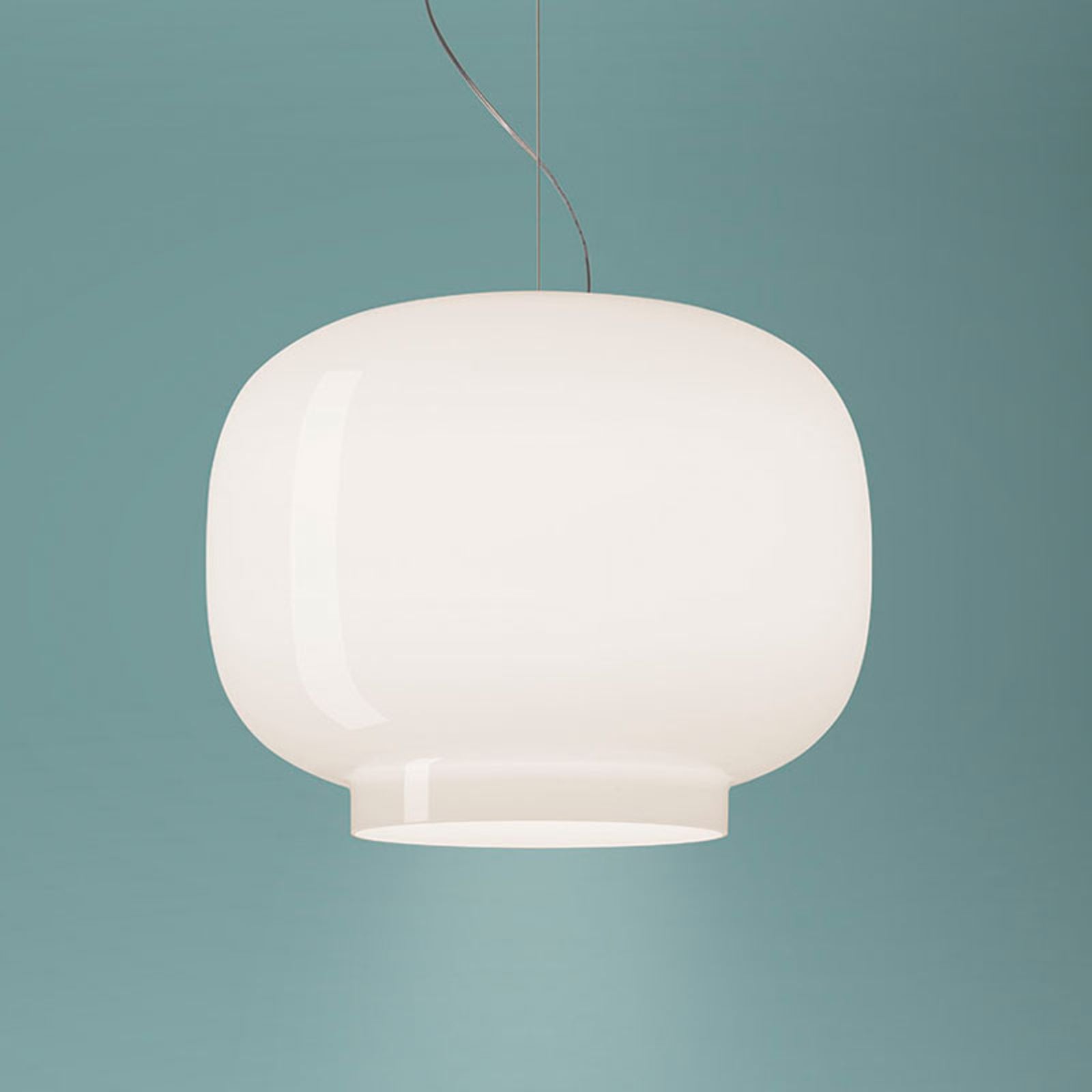 Pendellampe Chouchin Bianco 1 hvit glass montert i rom