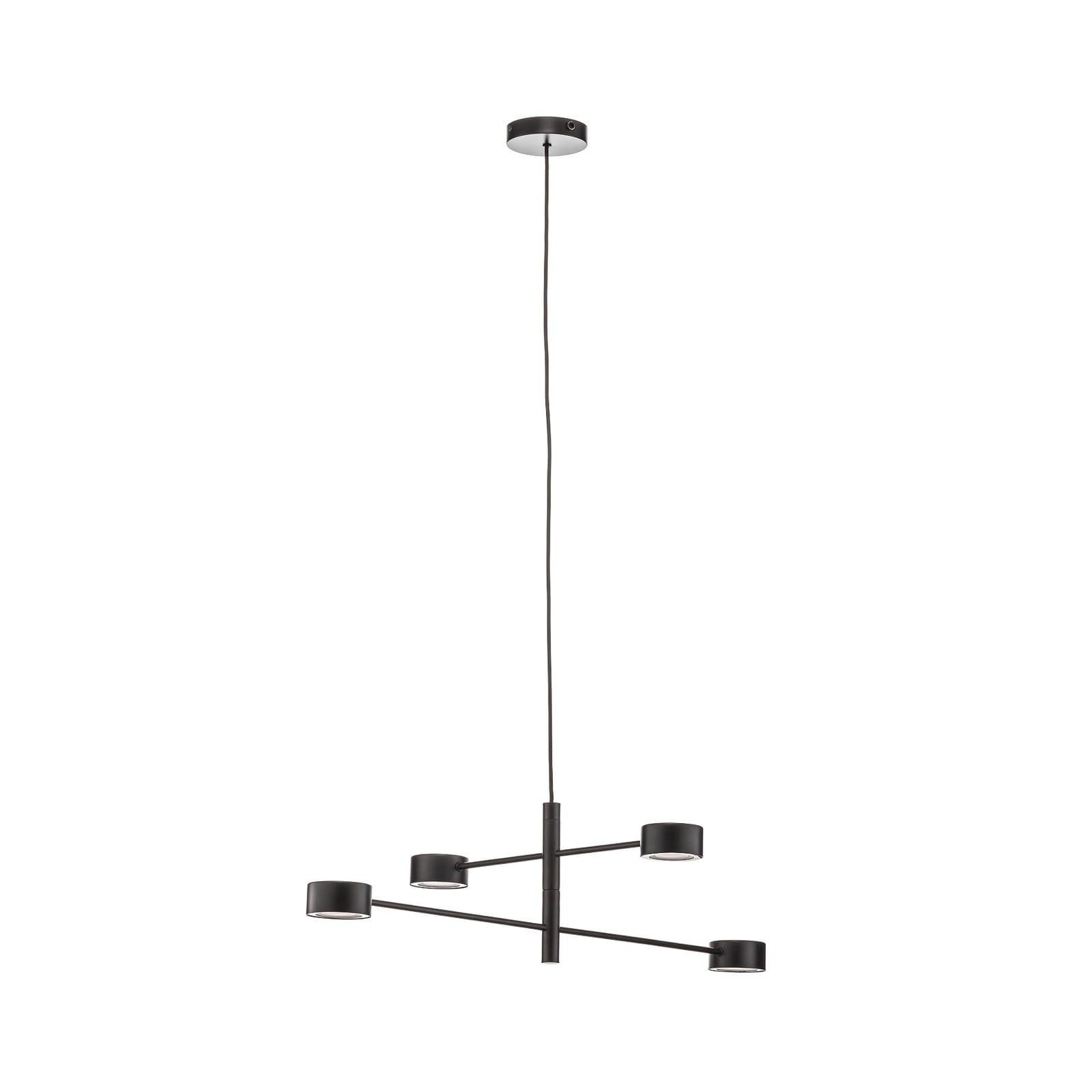 Montert Pendellampe Clyde LED 4-lys svart dimbar i rom
