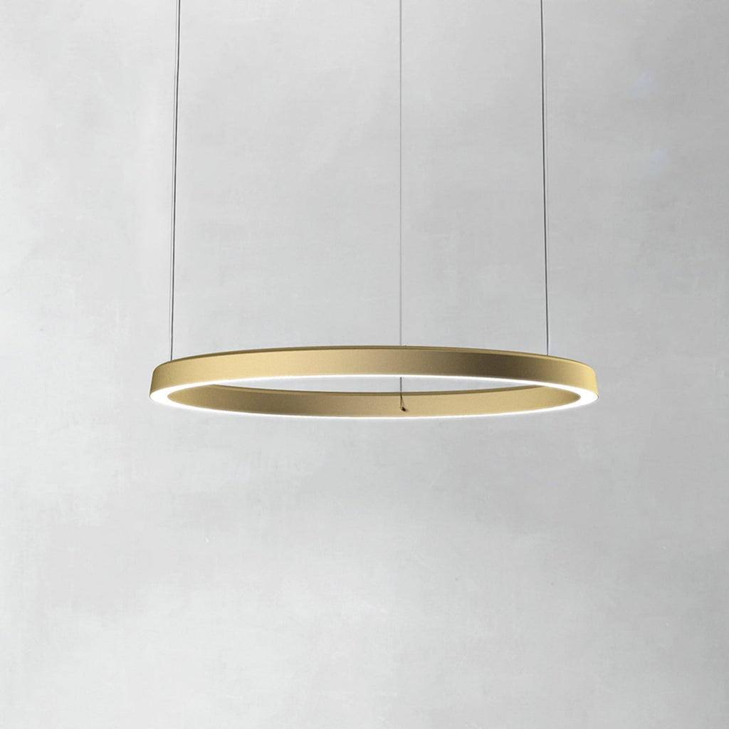 Pendellampe Compendium Circle LED dimbar messing Ø72 cm forfra