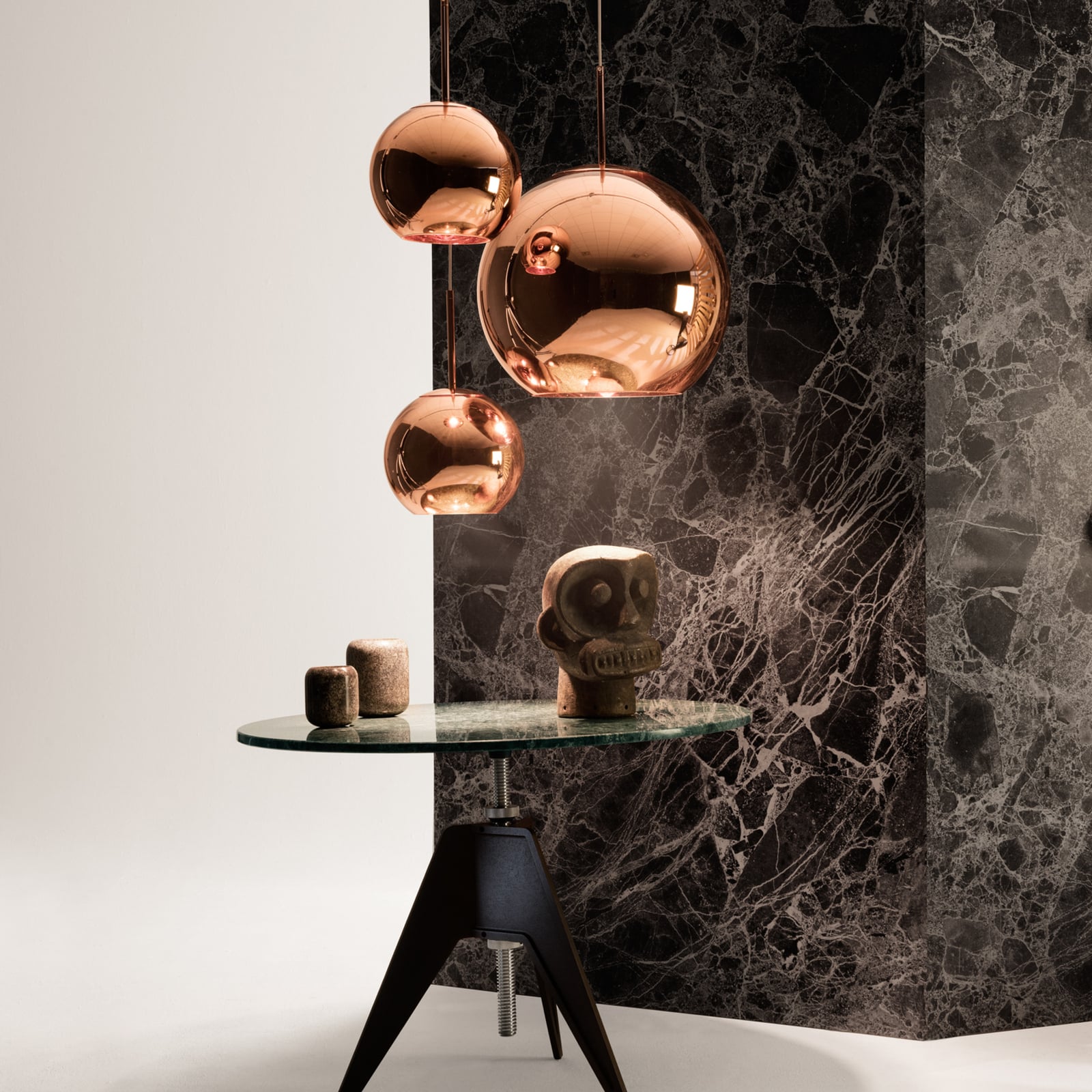 Detaljbilde av pendellampe Copper Trio Round 3-lys dimbar Ø78 cm