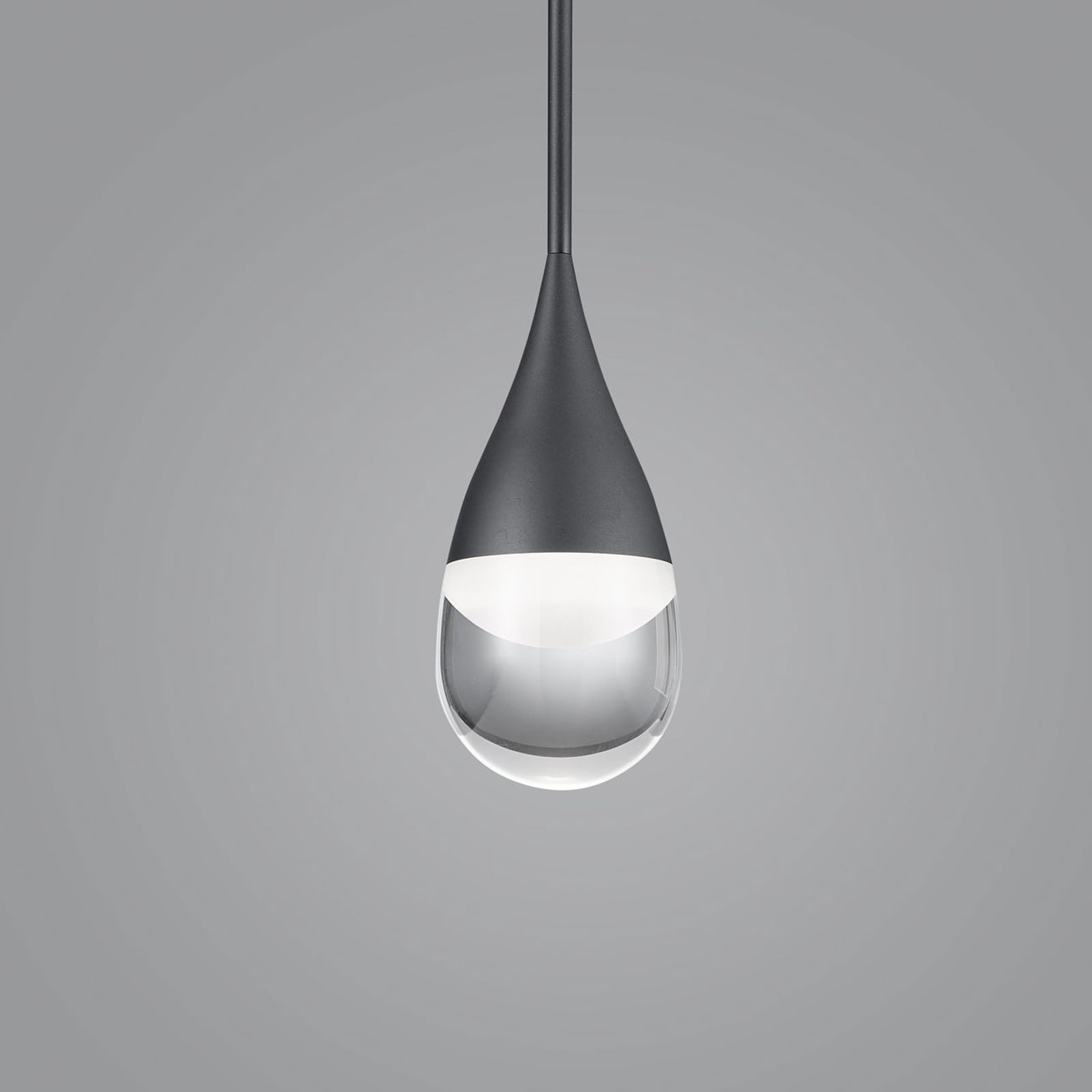 Pendellampe Deep LED aluminium og glass matt svart detalj