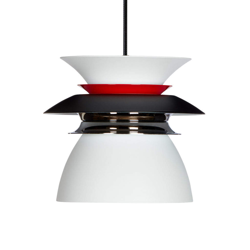 Pendellampe Diablo svart/rød Ø16,5 cm G9 dimbar detalj