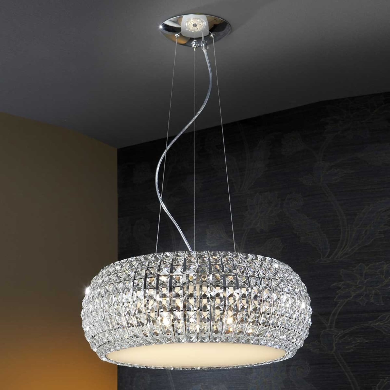 Pendellampe Diamond krystall krom Ø54 cm G9 detalj av krystall