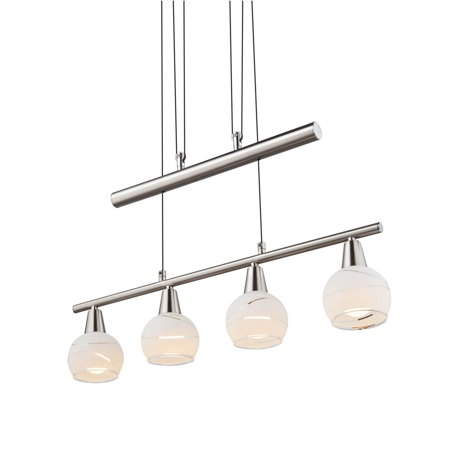 Pendellampe Elliott 4-lys matt nikkel glass forfra