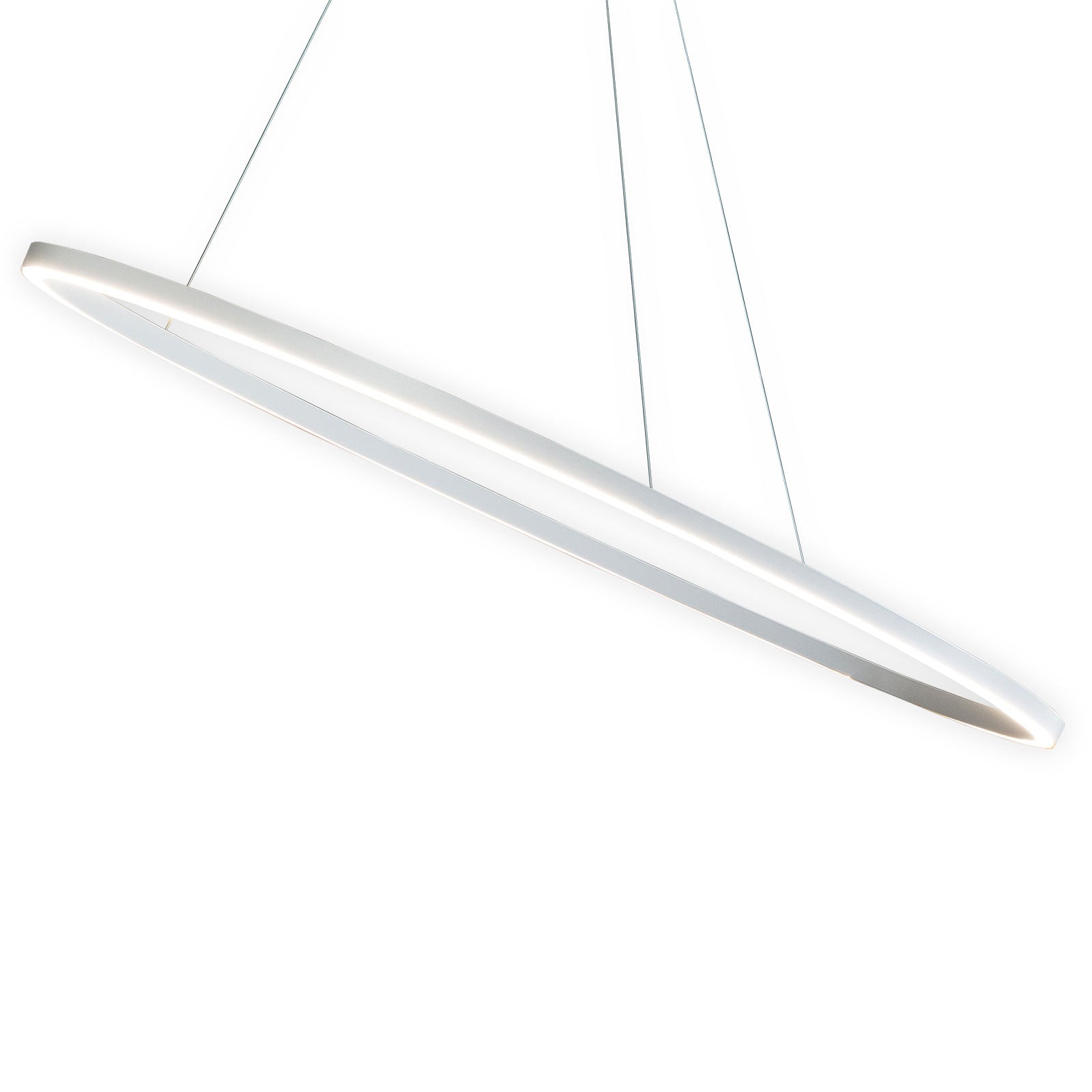 Pendellampe Ellisse Minor LED oval aluminium montert i rom