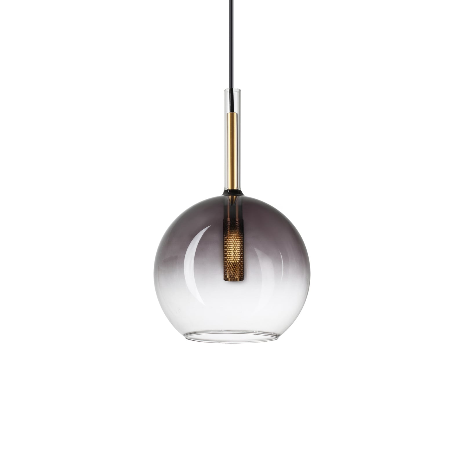 Pendellampe Empire Sfera kuleform glass klar/røykgrå G9 - Ideallux forfra