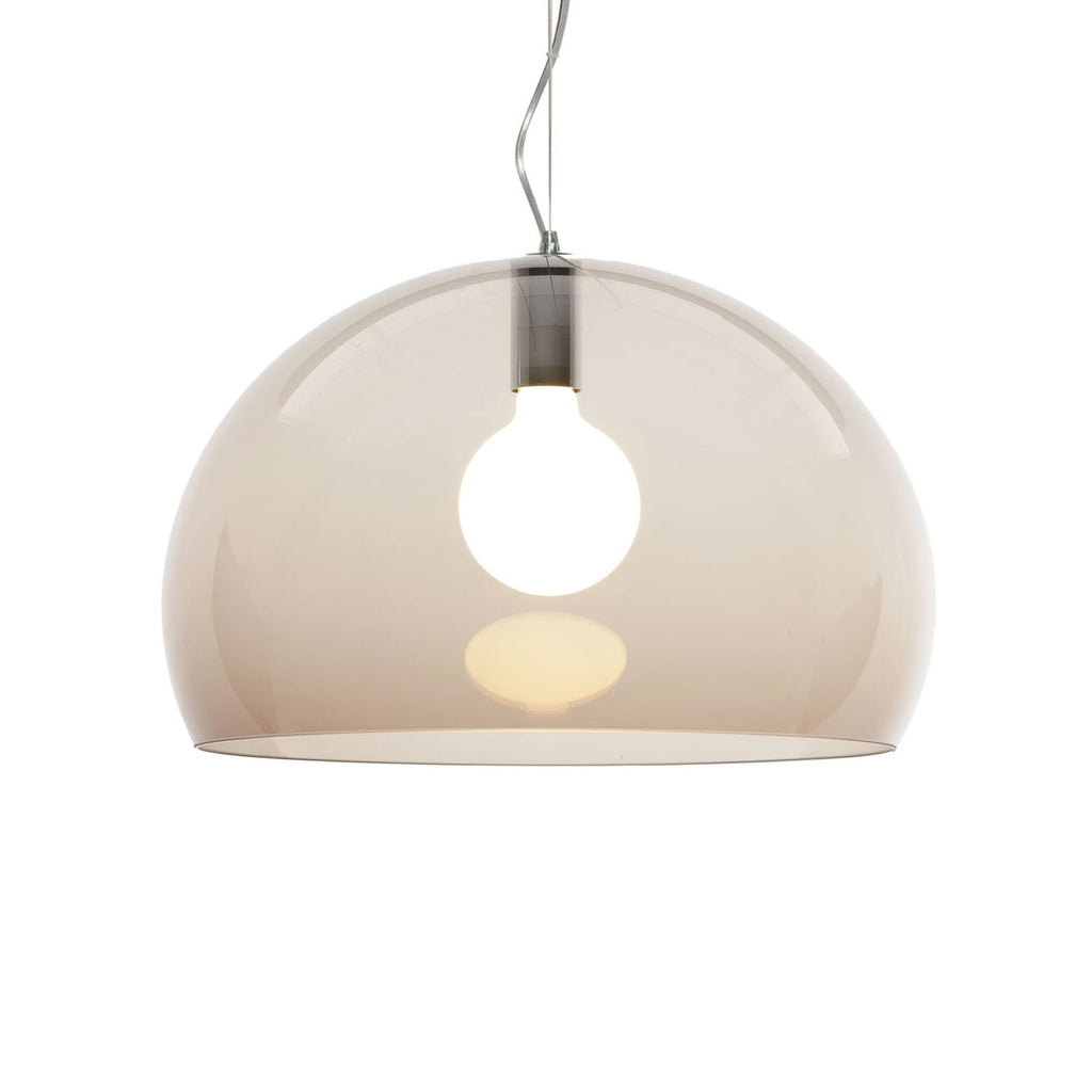Pendellampe FL/Y akryl brun Ø52 cm dimbar E27 montert i rom