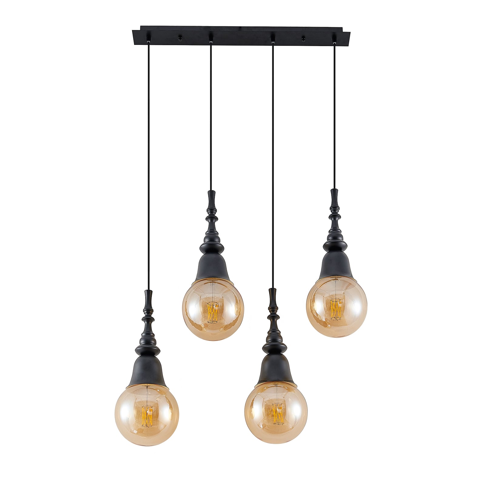 Pendellampe Gesja 4-lys svart E27 73,5 cm sideprofil
