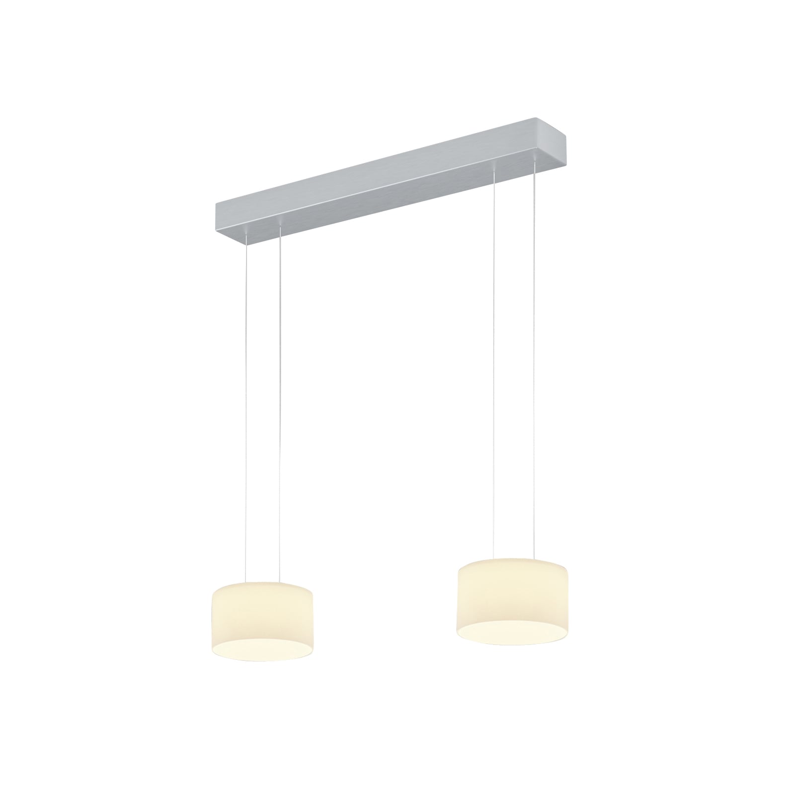 Pendellampe Grand Opal 2-lys dimbar opalglass 71 cm detalj av glass og aluminium