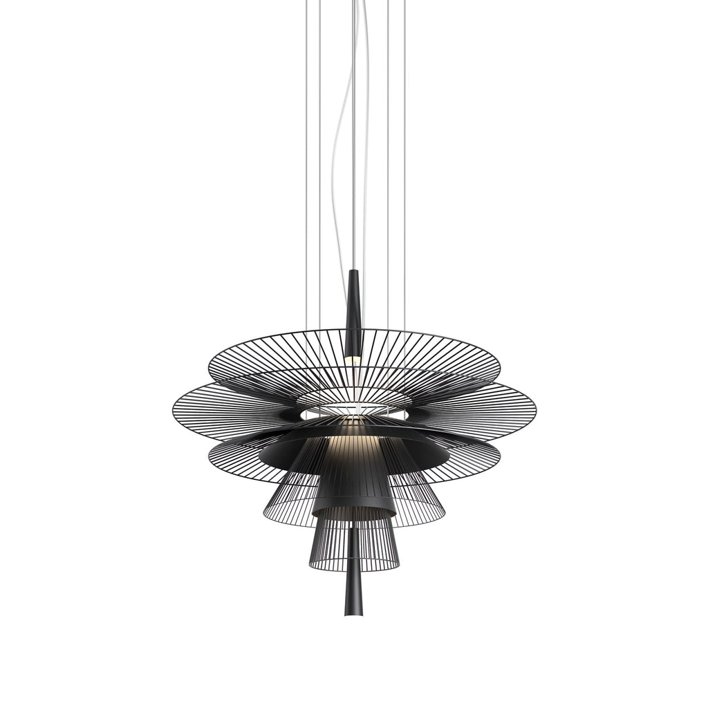 Pendellampe Gravity 1 metall tekstil Ø86 cm svart forfra
