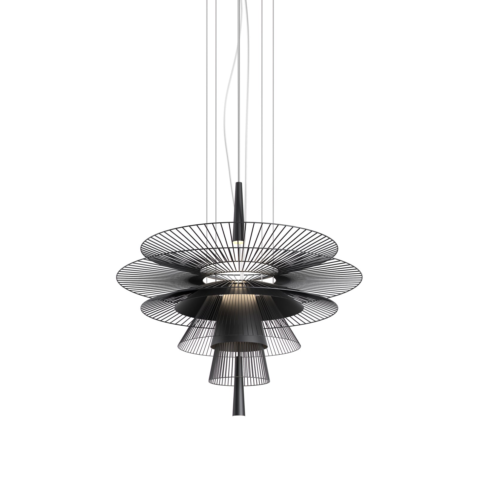 Pendellampe Gravity 1 metall tekstil Ø86 cm svart forfra