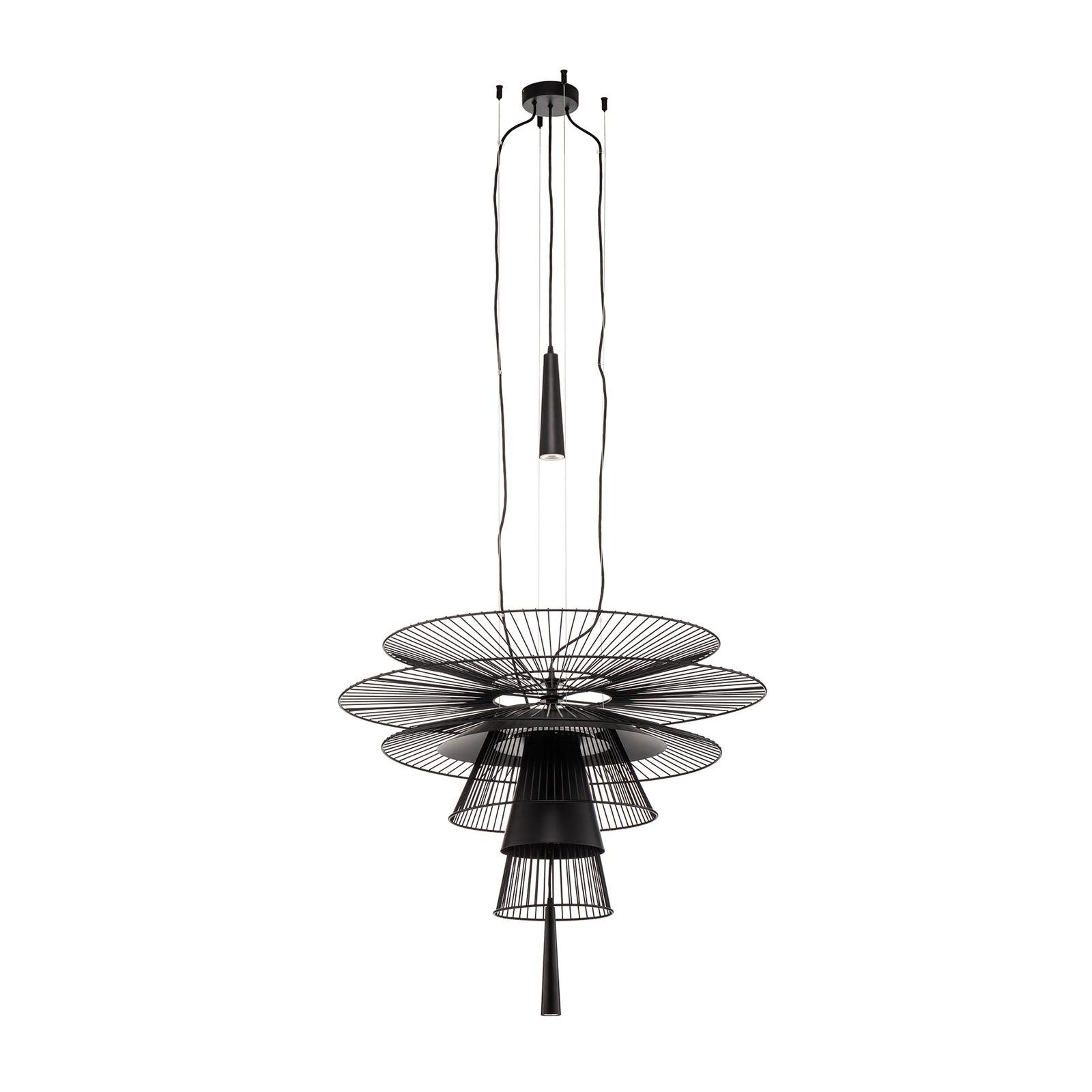 Bakside av Pendellampe Gravity 1 metall tekstil Ø86 cm svart