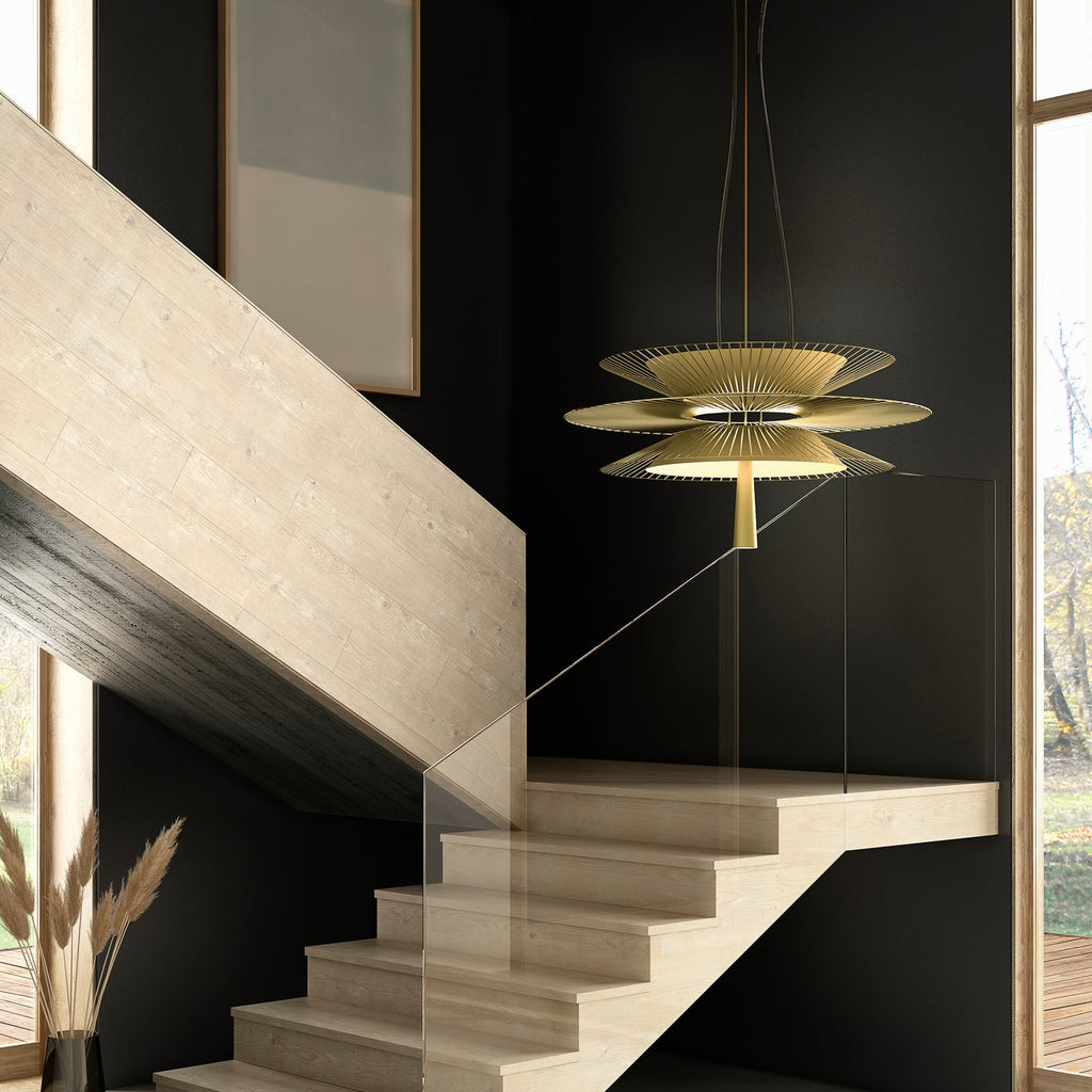 Pendellampe Gravity 2 metall/tekstil Ø68 cm kremhvit bakside