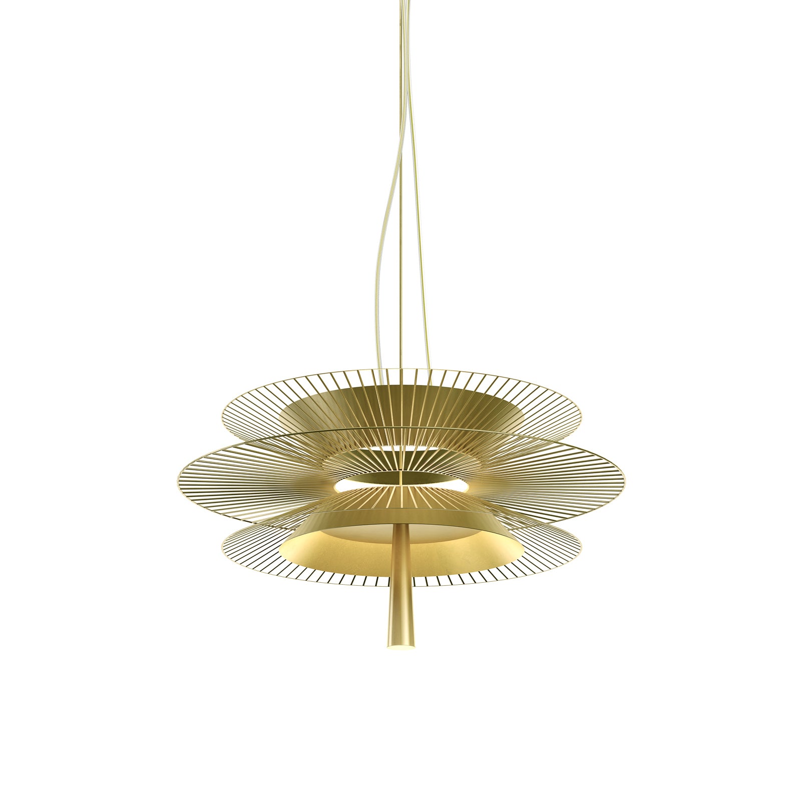 Pendellampe Gravity 2 metall/tekstil Ø68 cm kremhvit detalj