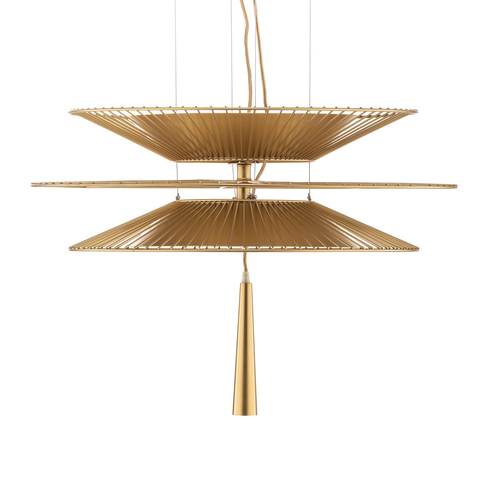 Pendellampe Gravity 2 metall/tekstil Ø68 cm kremhvit overlys