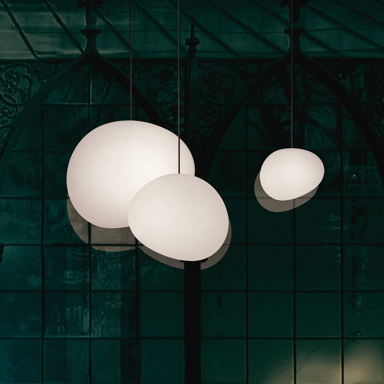 Pendellampe Gregg grande LED dimbar hvit glass i moderne interiør