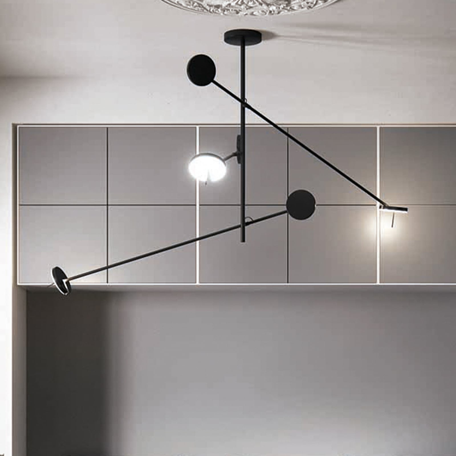 Pendellampe Invisible LED 3-lys svart 30W 2700K dimbar forfra