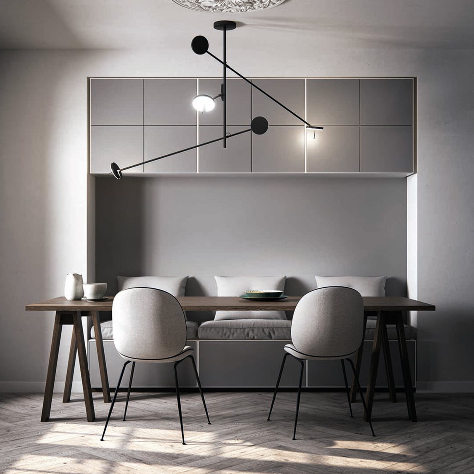 Pendellampe Invisible LED 3-lys svart 30W 2700K dimbar detalj av lampehoder