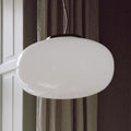 Pendellampe Karl-Johan Large glass aluminium hvit forfra