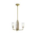 Pendellampe Kimrose 3-lys messing riflet glass dimbar forfra