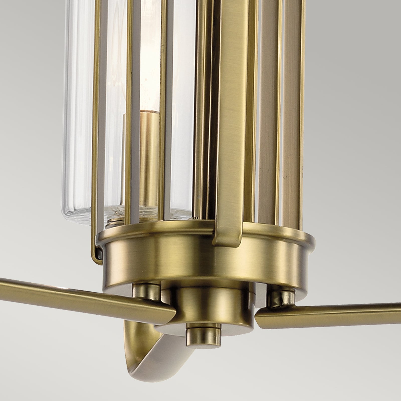 Pendellampe Kimrose 3-lys messing riflet glass dimbar med justerbart oppheng