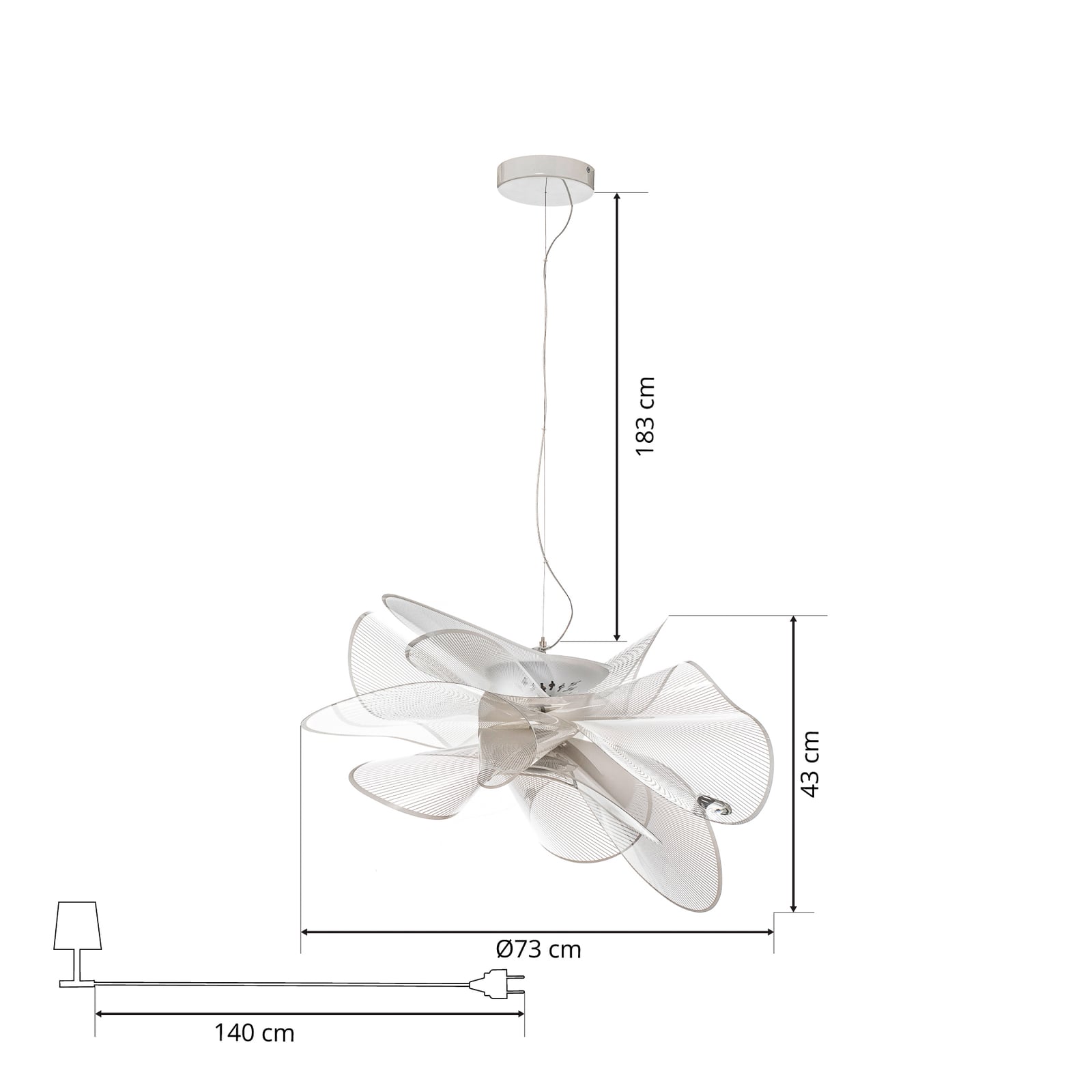 Pendellampe La Belle Étoile hvit Ø73 cm LED med dimmefunksjon