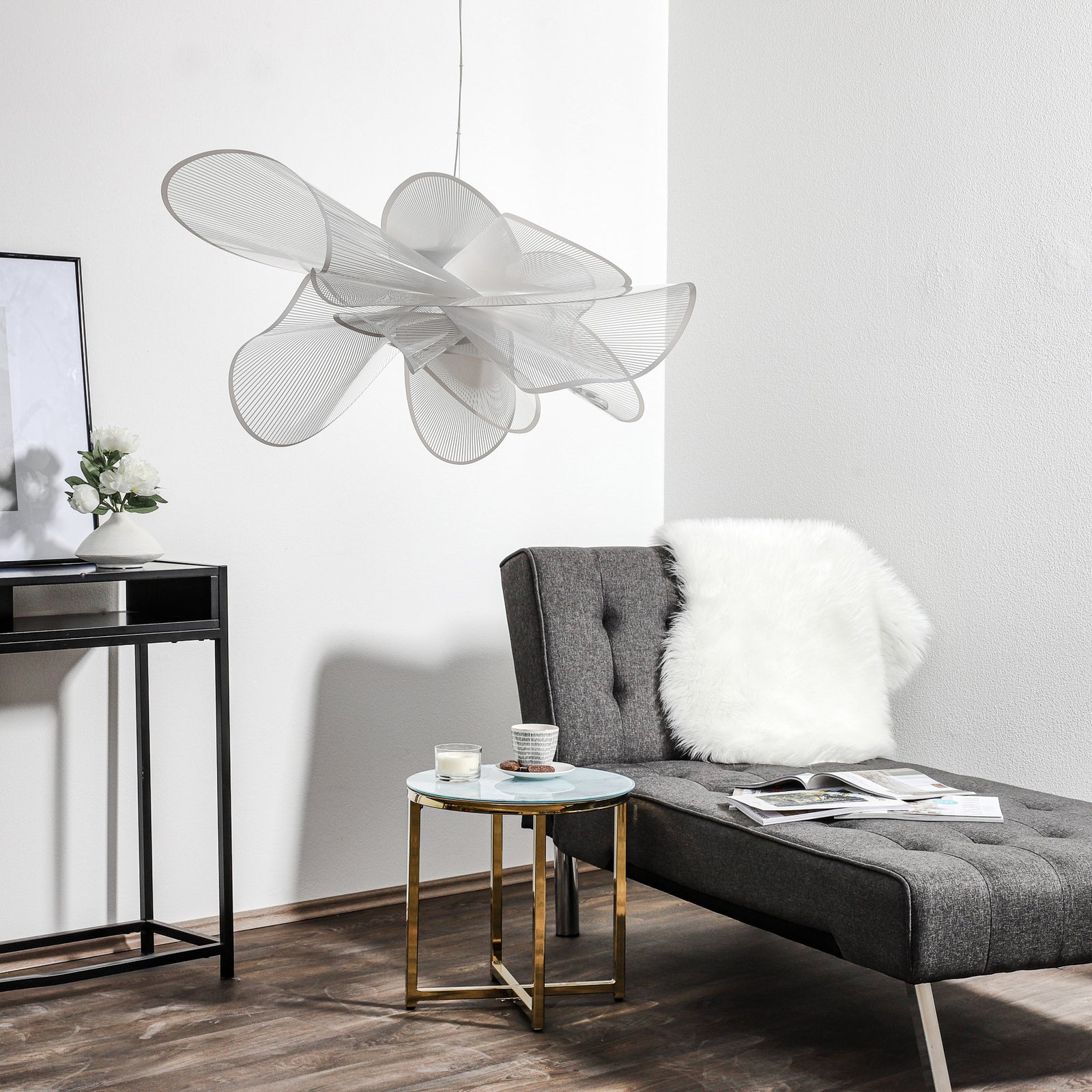 Detalj av pendellampe La Belle Étoile LED dimbar hvit Ø90 cm