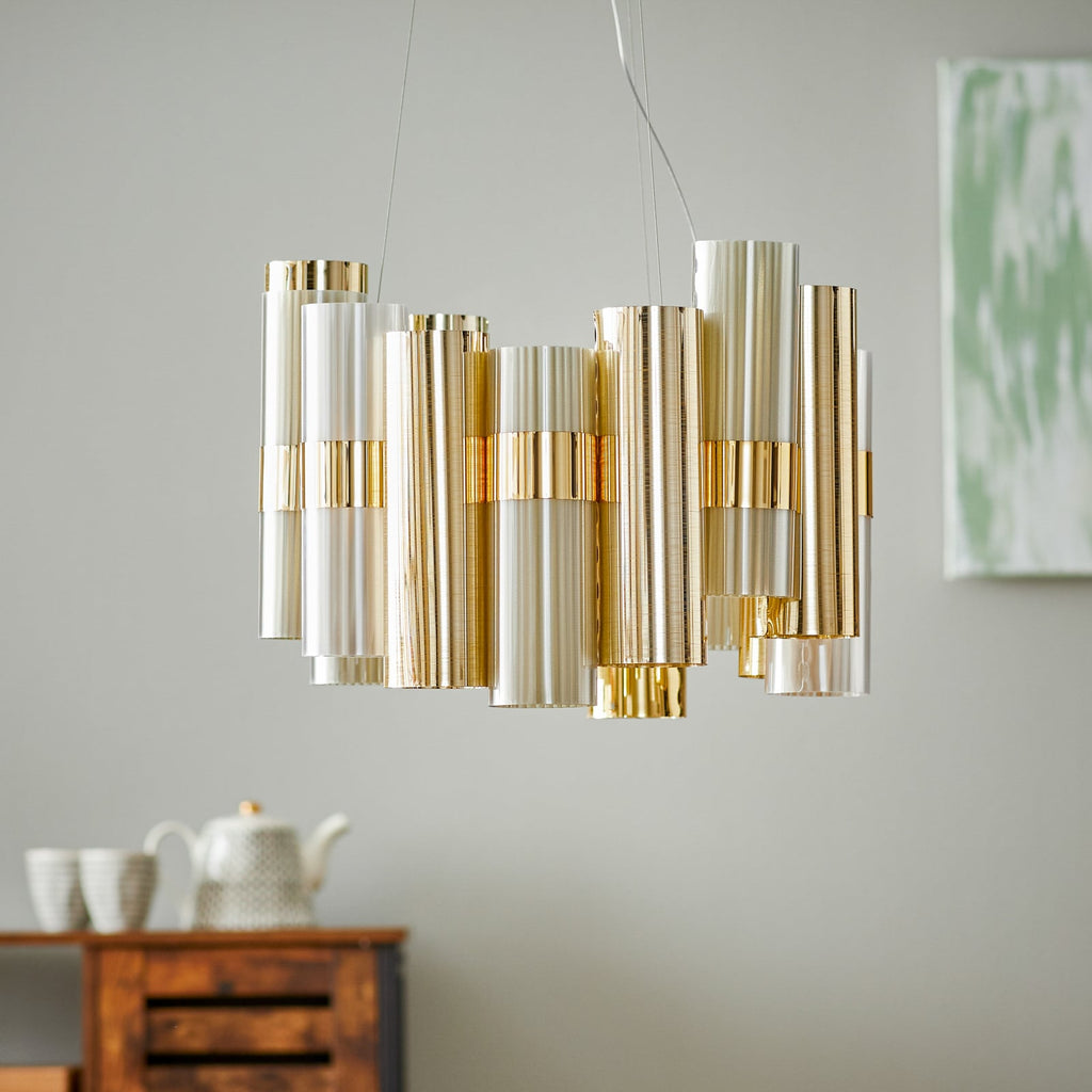 Pendellampe La Lollo M LED dimbar gull detalj av materiale