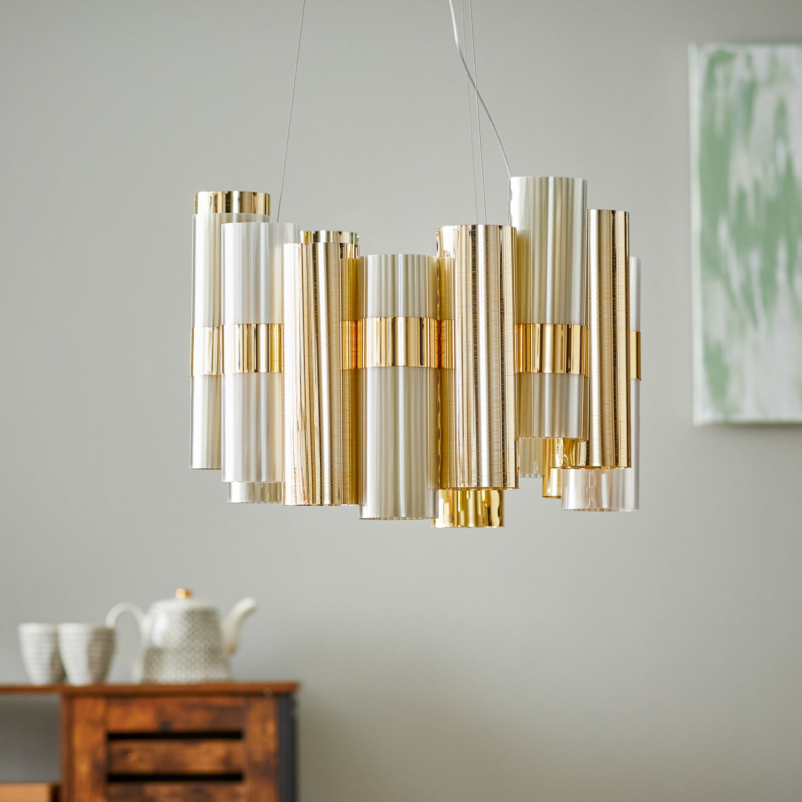Pendellampe La Lollo M LED dimbar gull detalj av materiale