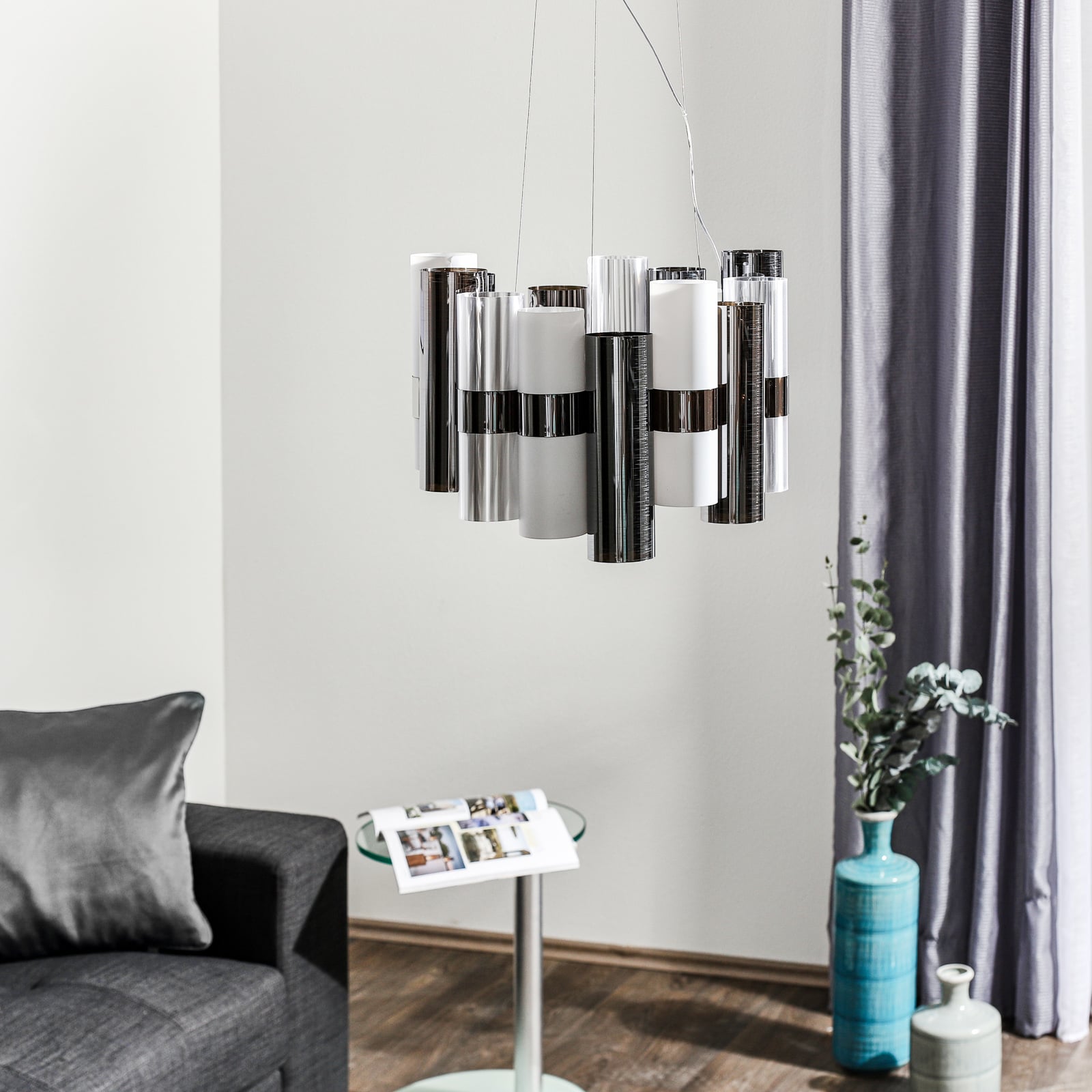 Pendellampe La Lollo Medium tinn/hvit bakside