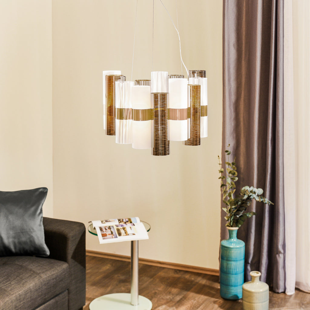 Pendellampe La Lollo Medium tinn/hvit i moderne interiør