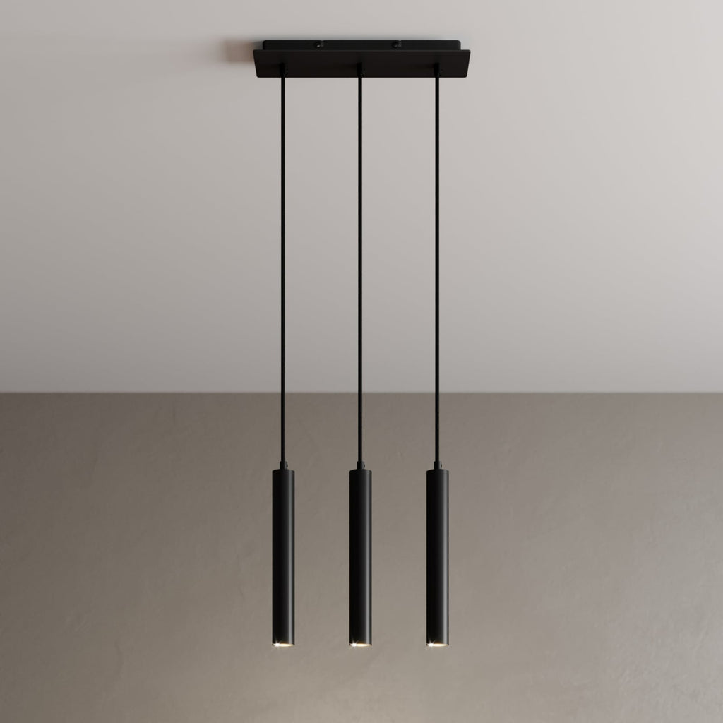 Pendellampe LED 3-lys svart aluminium 12W varmhvit - Arcchio forfra