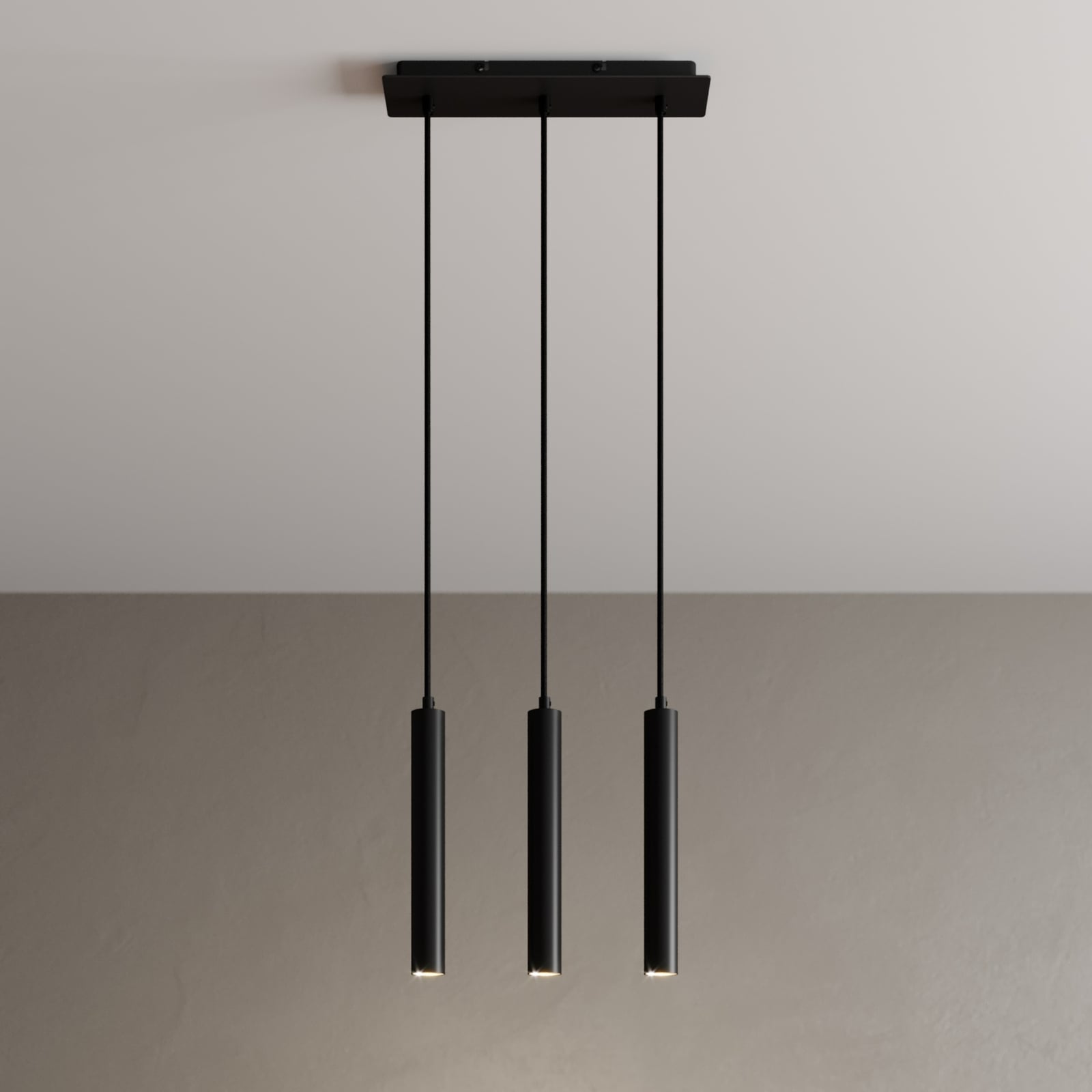Pendellampe LED 3-lys svart aluminium 12W varmhvit - Arcchio forfra