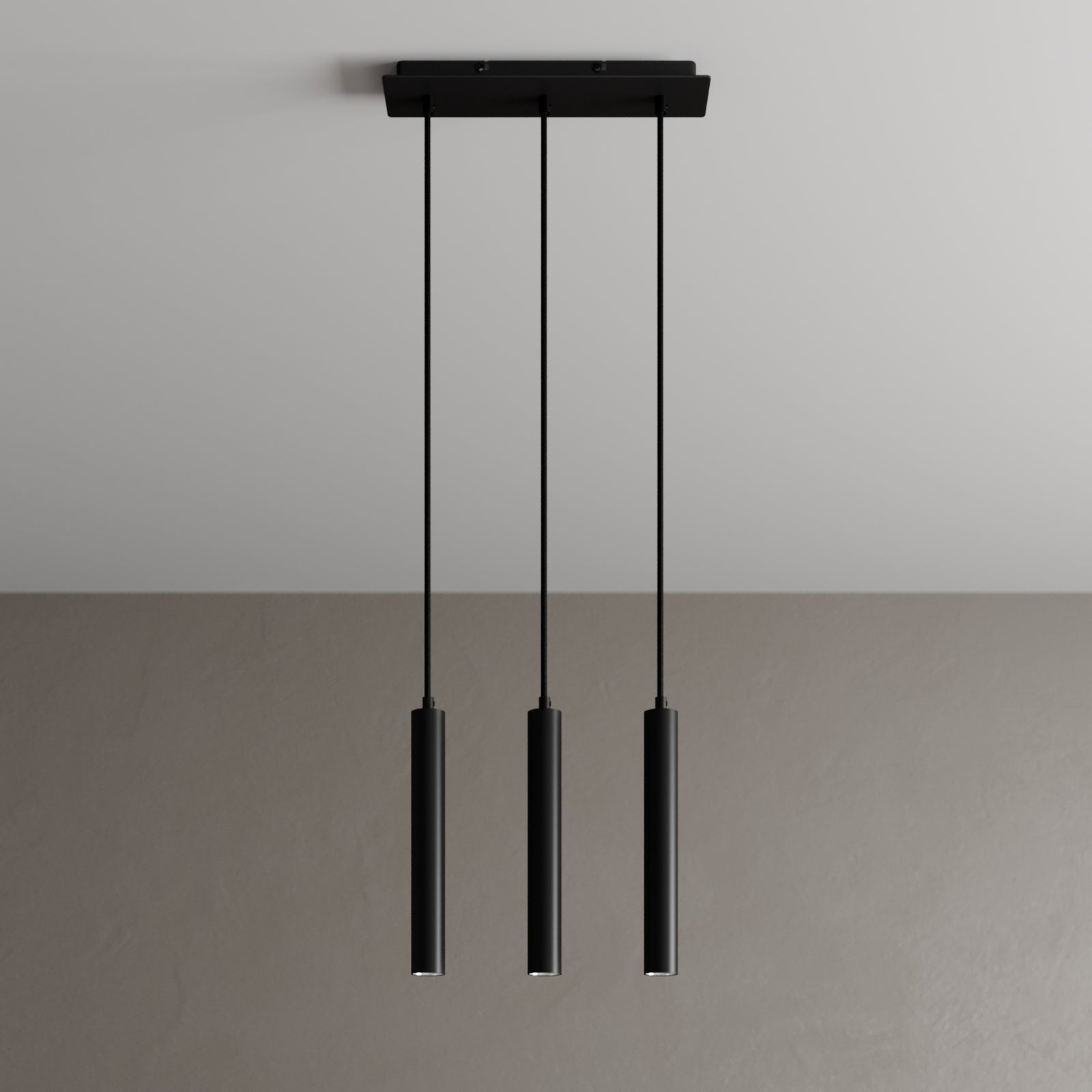 Pendellampe LED 3-lys svart aluminium 12W varmhvit - Arcchio montert