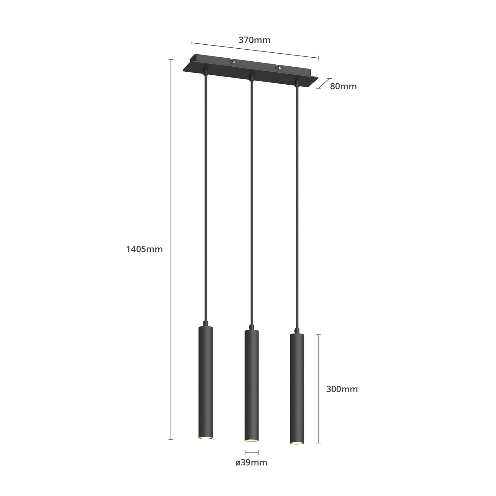 Pendellampe LED 3-lys svart aluminium 12W varmhvit - Arcchio lysdetalj