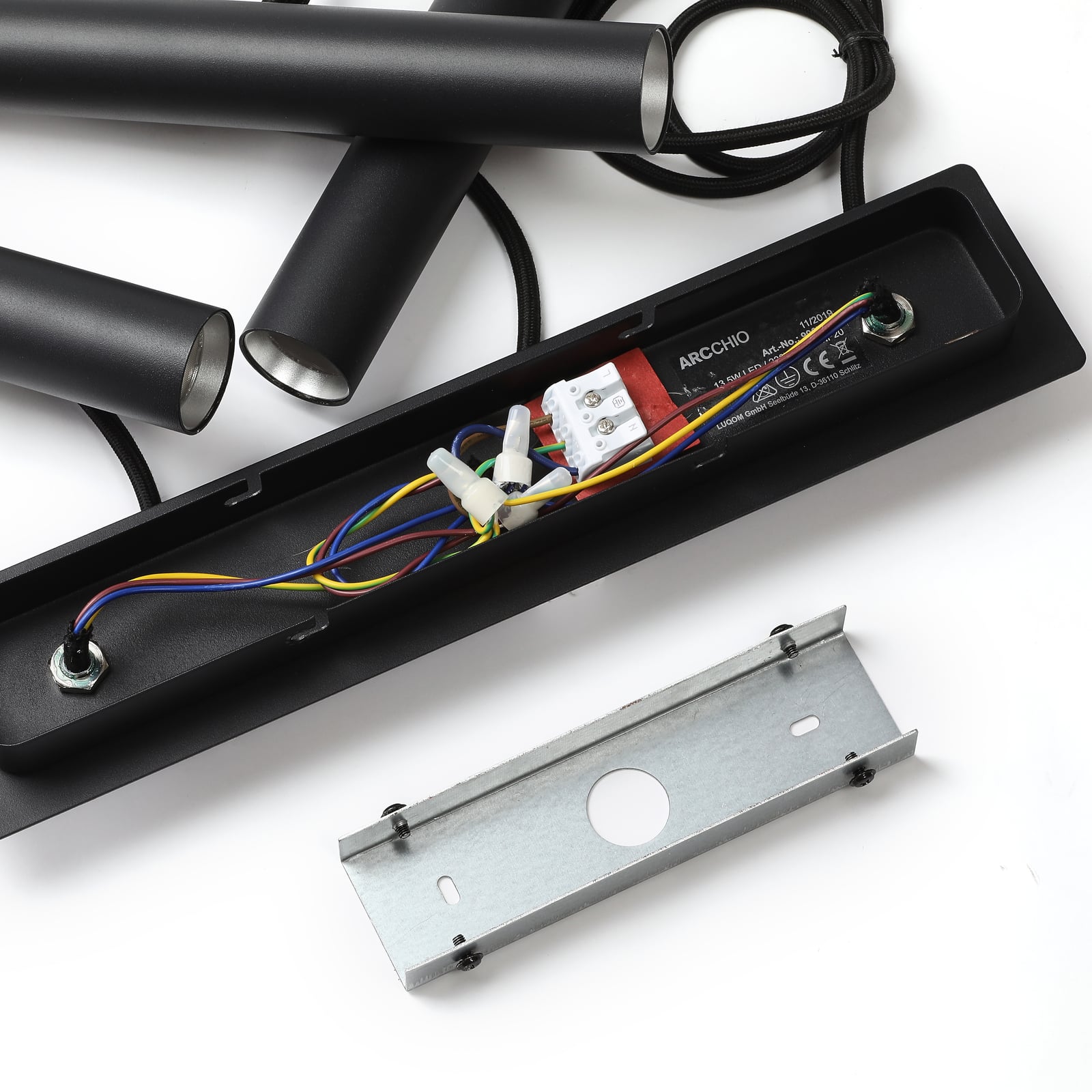 Pendellampe LED 3-lys svart aluminium 12W varmhvit - Arcchio oppheng