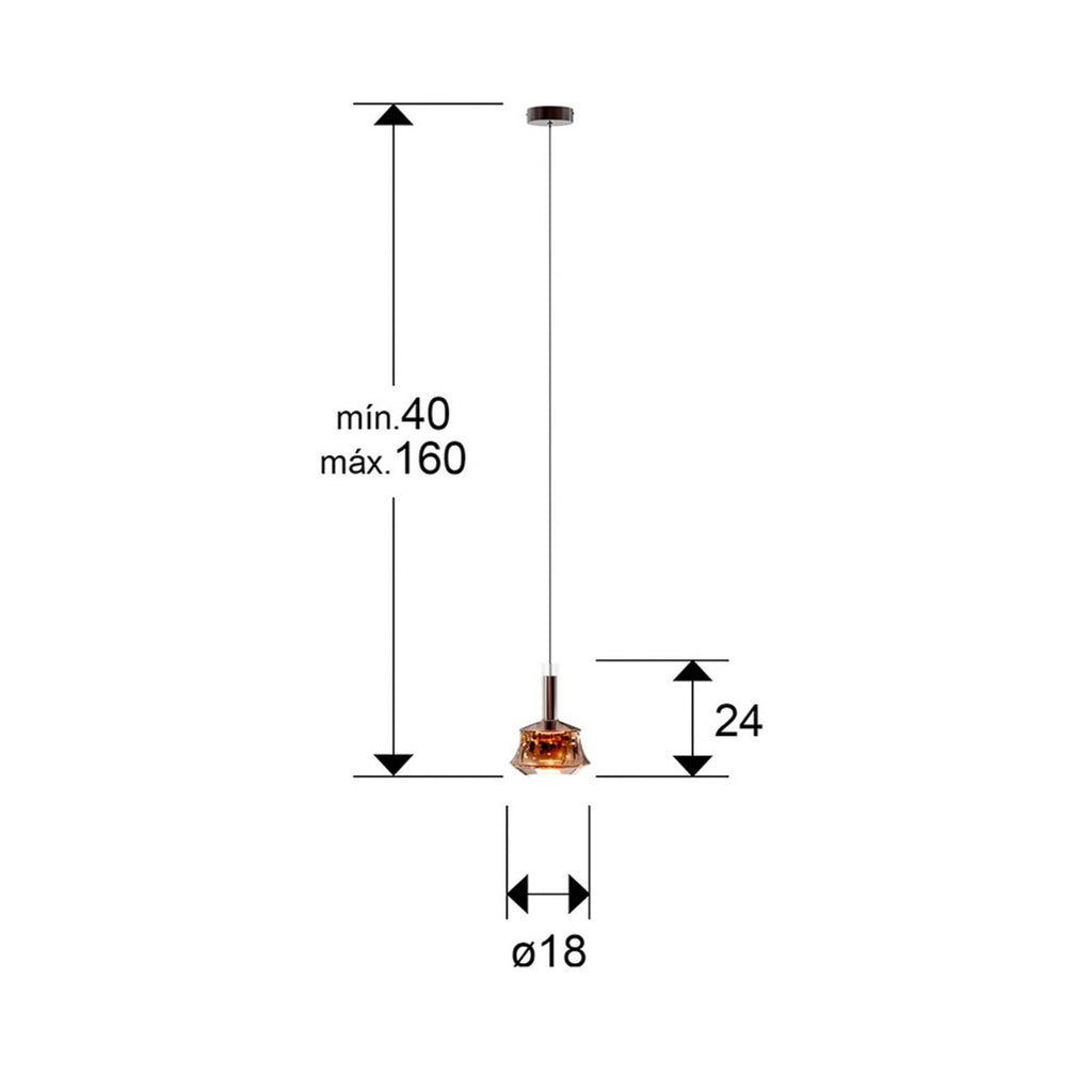 Pendellampe LED dimbar ravfarget glass Ø18 cm Schuller Valencia detalj