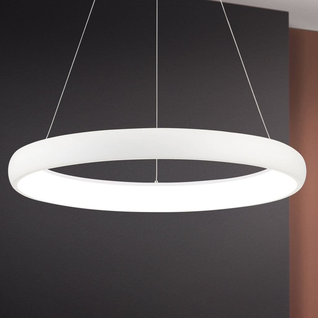 Pendellampe LED dimbar ringformet hvit Ø61 cm 50W - ORION forfra