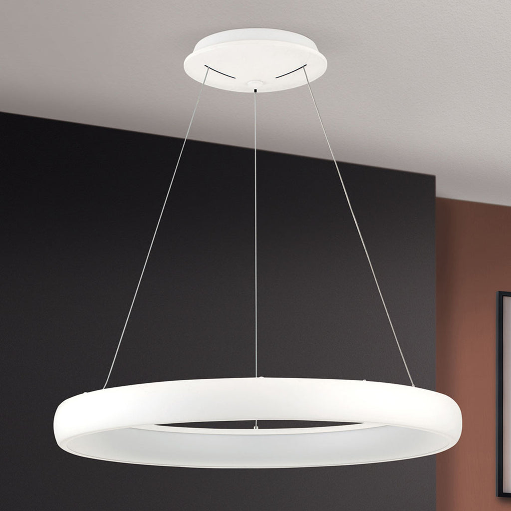 Pendellampe LED dimbar ringformet hvit Ø61 cm 50W - ORION montert i tak