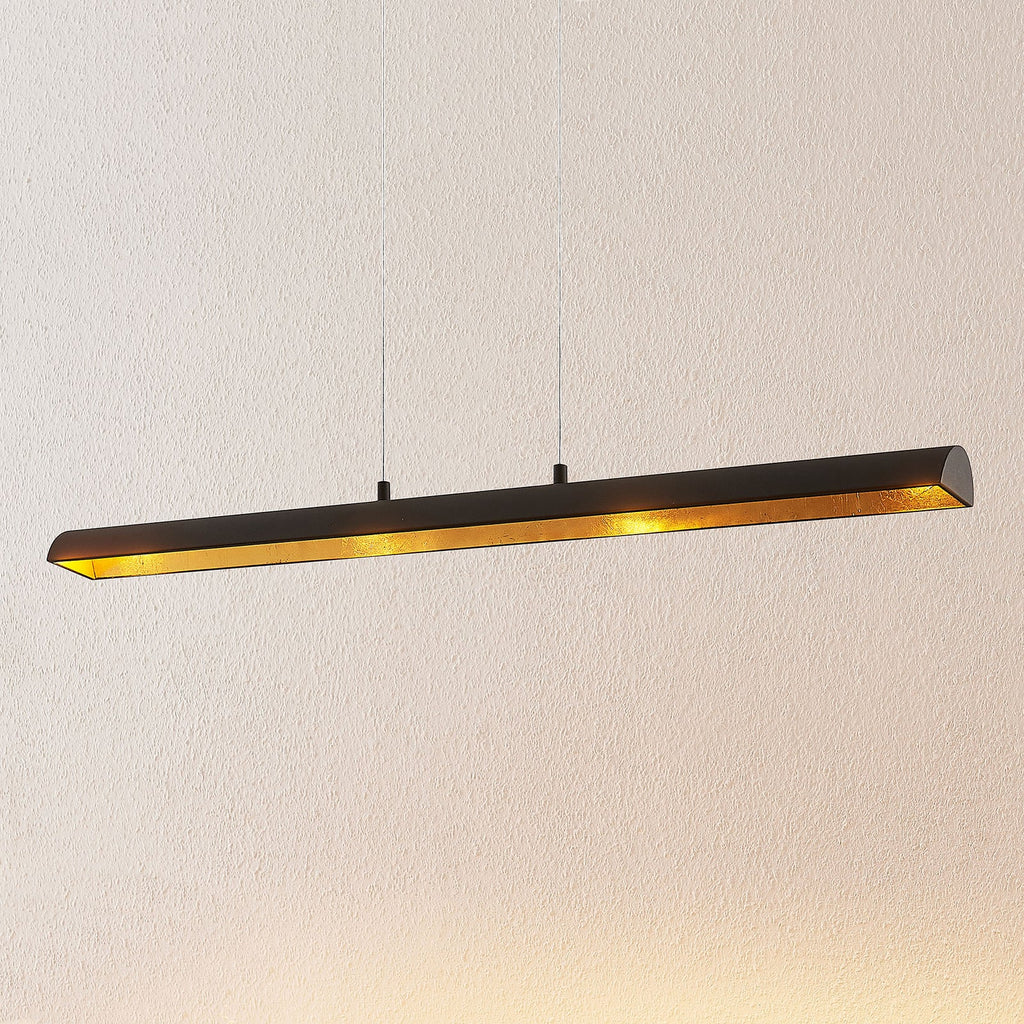 Pendellampe LED dimbar svart/gull 100 cm lang Lindby bakside