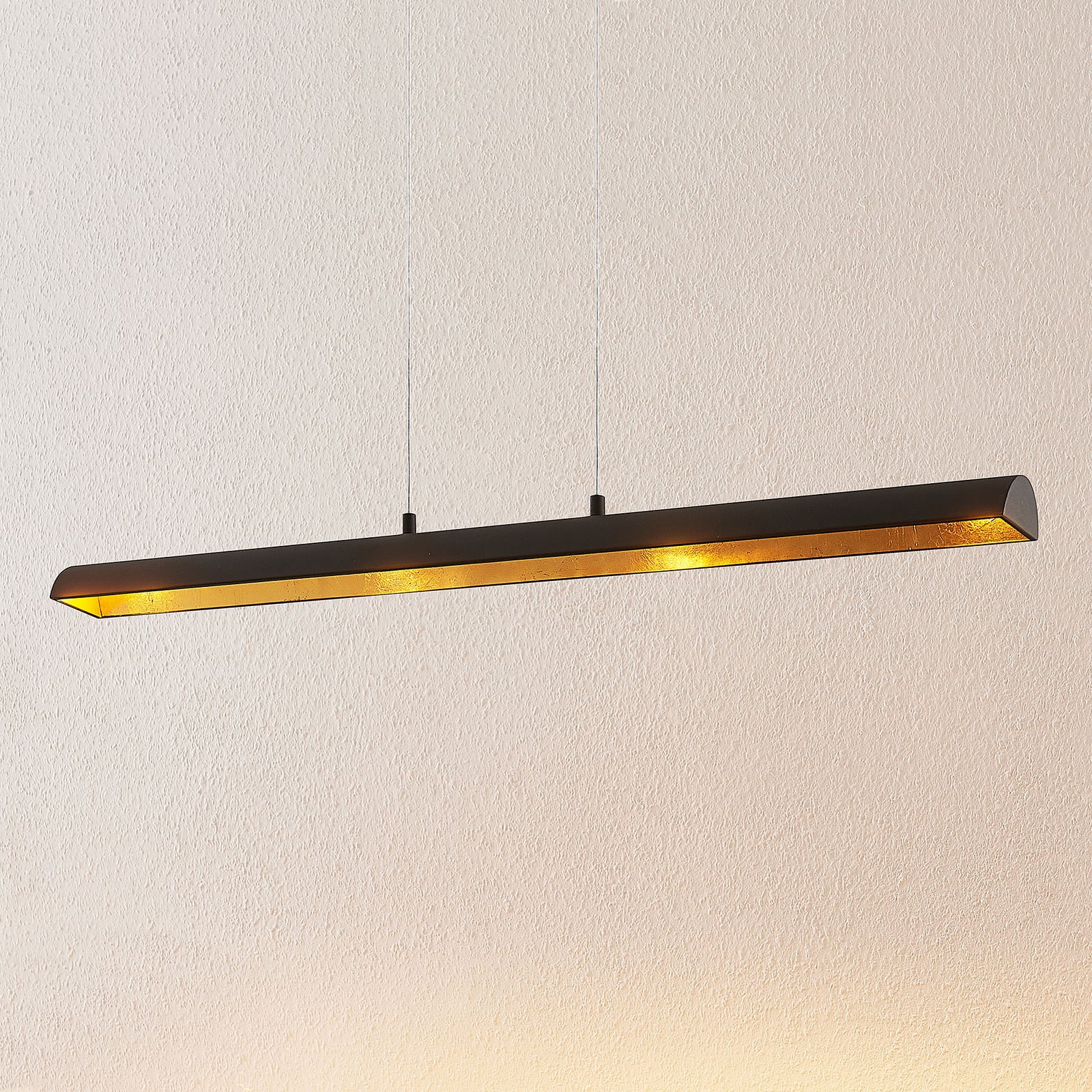 Pendellampe LED dimbar svart/gull 100 cm lang Lindby bakside