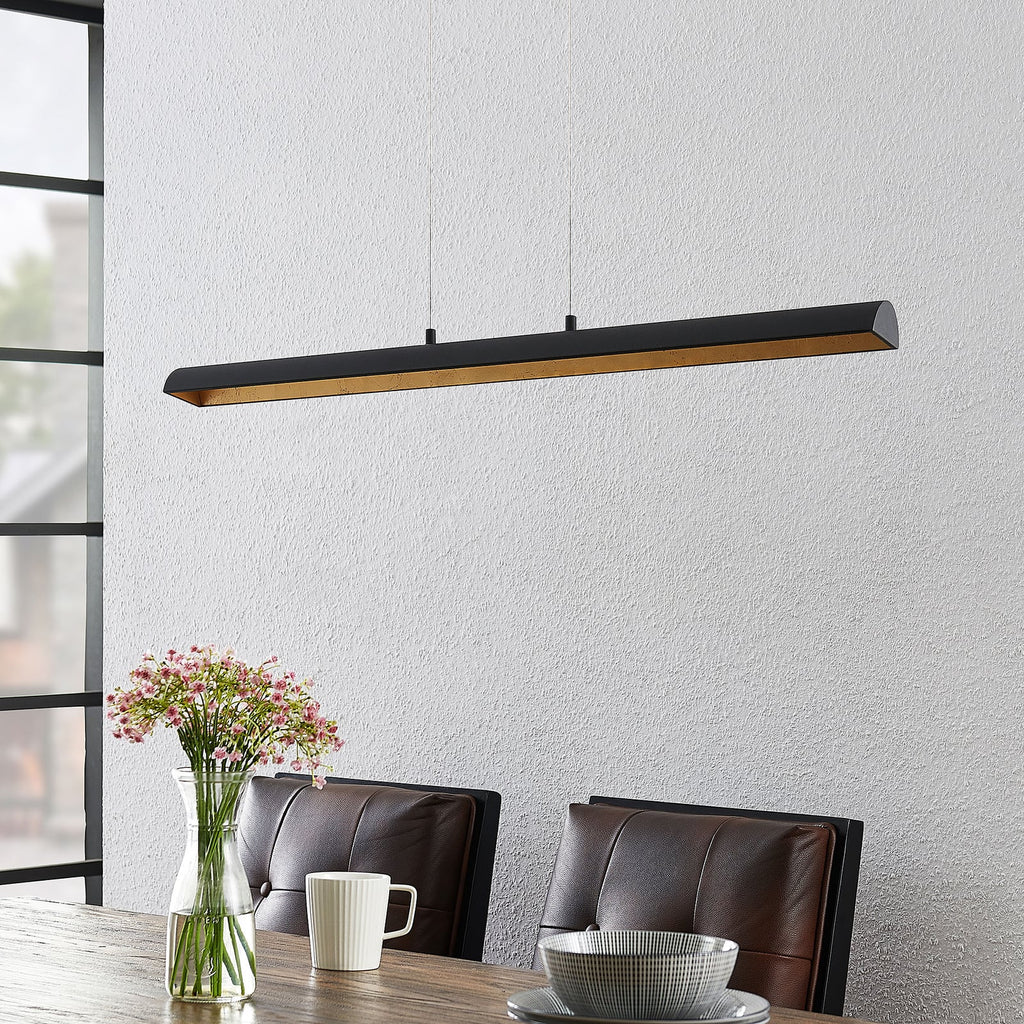 Detalj av Pendellampe LED dimbar svart/gull 100 cm lang Lindby